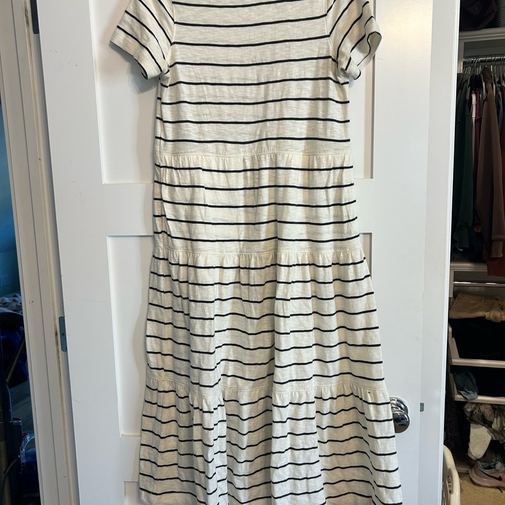 Marine Layer Cream and Black Striped Maxi Dress